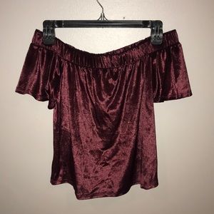 XS Xhilaration Off The Shoulder Velvet Top
